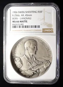 1906 SWISS SHOOTING FEST BERN NGC MS66 MATTE