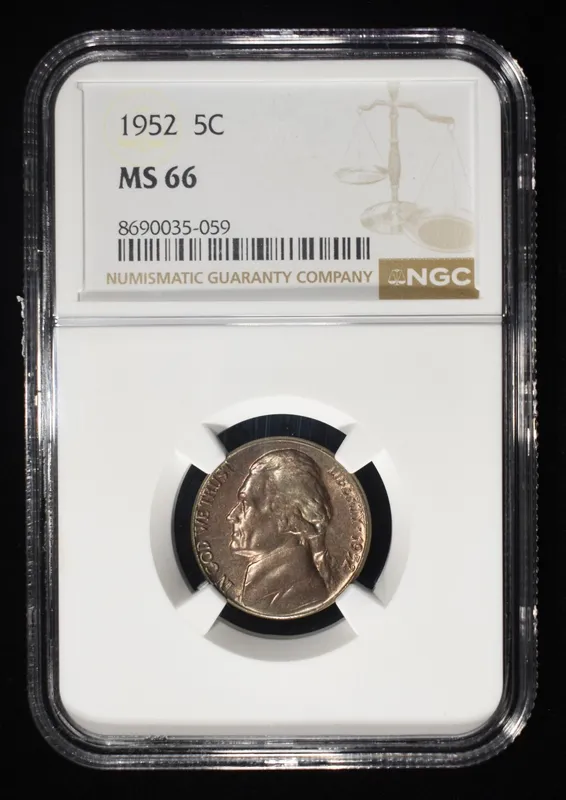1952 JEFFERSON NICKEL NGC MS 66 from auction in Findlay, Ohio — image 3