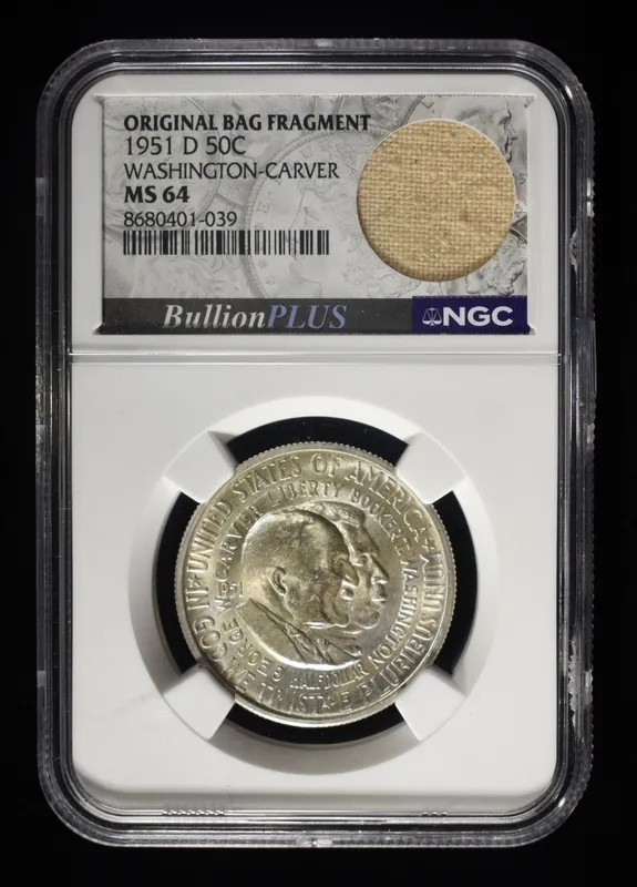 1951-D 50C COMMEM WASHINGTON-CARVER NCG MS64 from auction in Findlay, Ohio — image 17