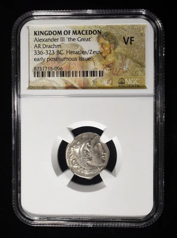 336-323 BC HERACLES/ZEUS AR DRACHM NGC VF from auction in Findlay, Ohio — image 25