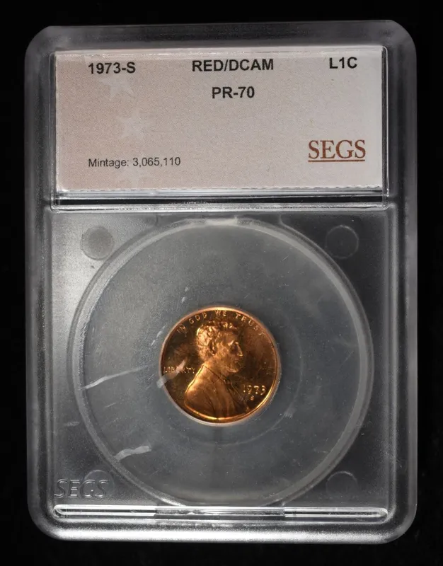 1973-S MEMORIAL CENT SEGS PERFECT GEM PROOF DCAM from auction in Findlay, Ohio — image 36