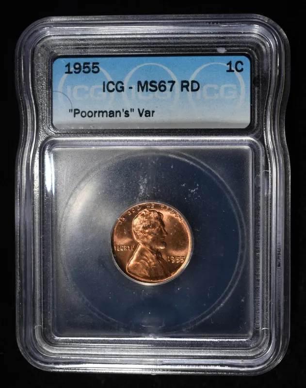 1955 WHEAT CENT POORMAN'S ICG MS67 RD from auction in Findlay, Ohio — image 33