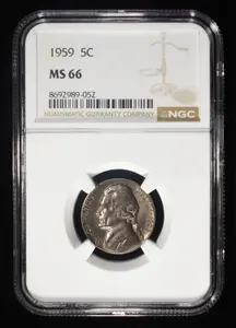 1959 Jefferson Nickel Ngc ms66