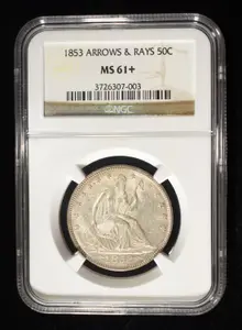 1853 Seated Liberty Half Dollar Ngc ms-61