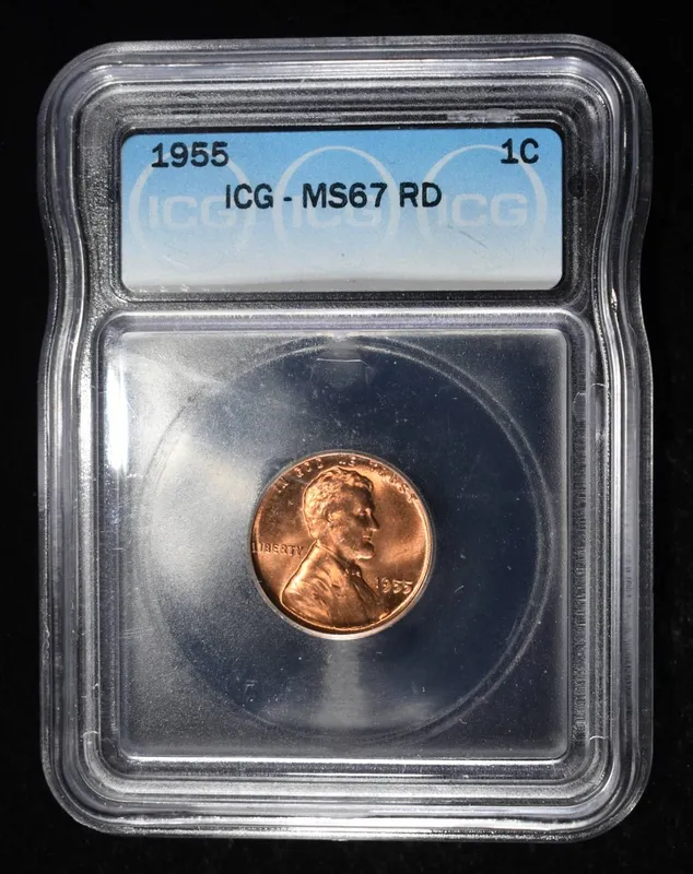 1955 WHEAT CENT ICG MS67RD from auction in Findlay, Ohio — image 3