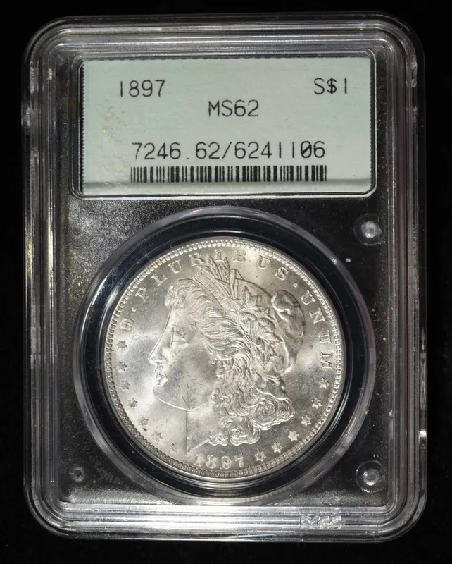 1897 MORGAN DOLLAR PCGS MS-62 OLD GREEN HOLDER from auction in Findlay, Ohio — image 14