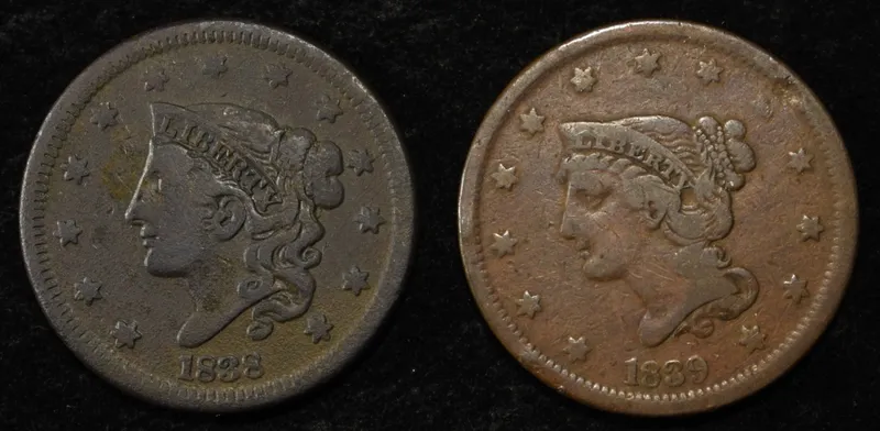 1838 & 1839 LARGE CENTS VF from auction in Findlay, Ohio — image 31