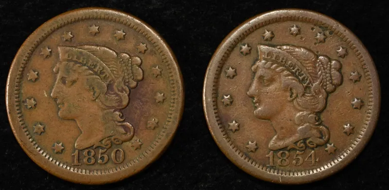 1850 & 1854 LARGE CENTS VF/XF from auction in Findlay, Ohio — image 33