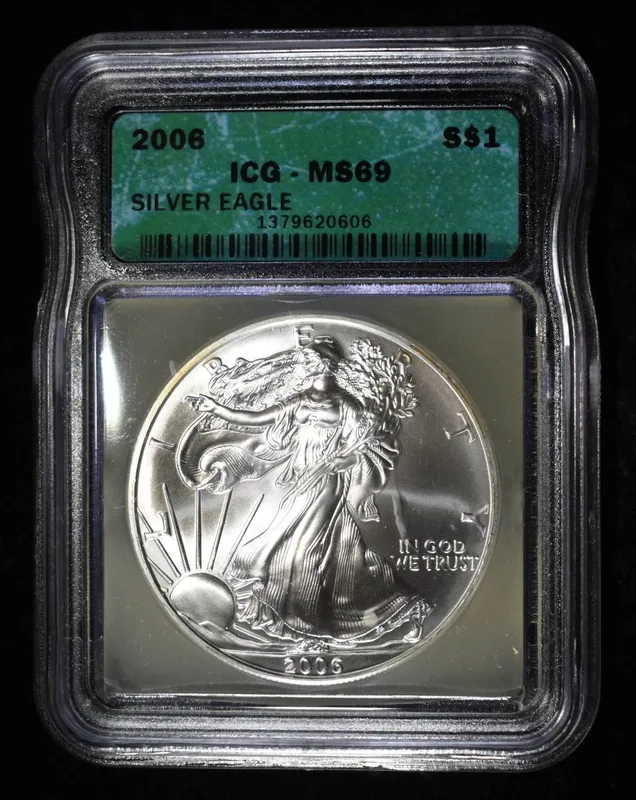 2006 AMERICAN SILVER EAGLE ICG MS69 from auction in Findlay, Ohio — image 15