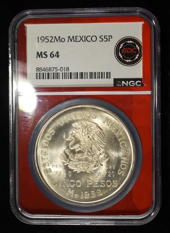 1952 5 PESOS MEXICO 72% SILVER NGC MS64 from auction in Findlay, Ohio — image 21