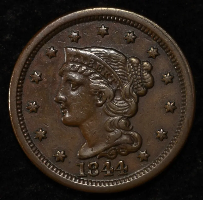 1844 LARGE CENT AU REV. DAMAGE from auction in Findlay, Ohio — image 48