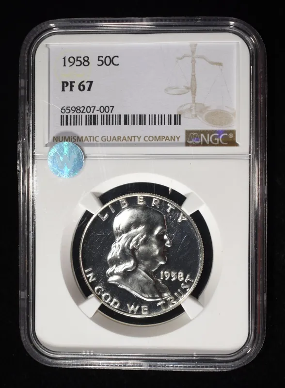 1958 FRANKLIN HALF DOLLAR NGC PF67 from auction in Findlay, Ohio — image 5