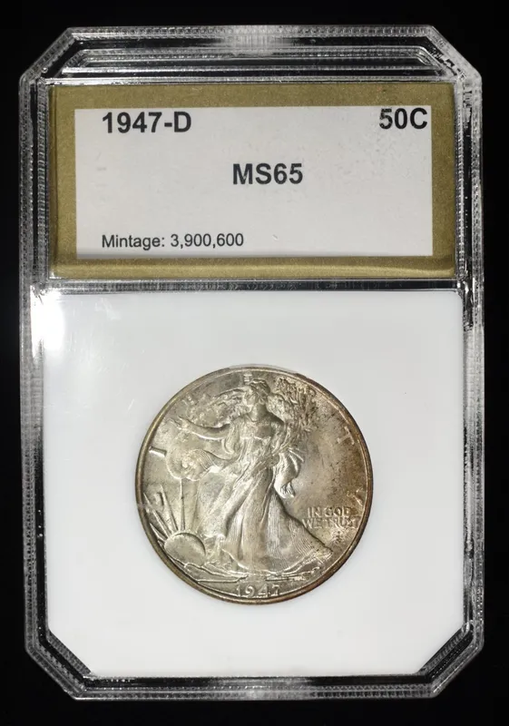1947-D WALKING LIBERTY 50C PCI GEM BU from auction in Findlay, Ohio — image 44