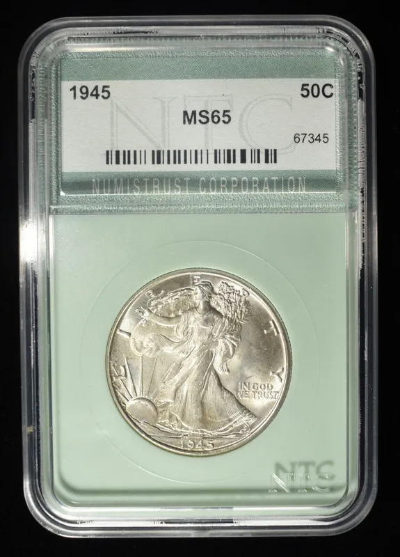 1945 WALKING LIBERTY HALF DOLLAR NTC GEM BU from auction in Findlay, Ohio — image 42