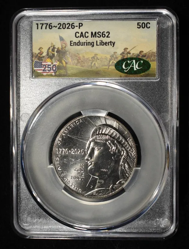 1776-2026-P 50C ENDURING LIBERTY CAC MS62 from auction in Findlay, Ohio — image 6