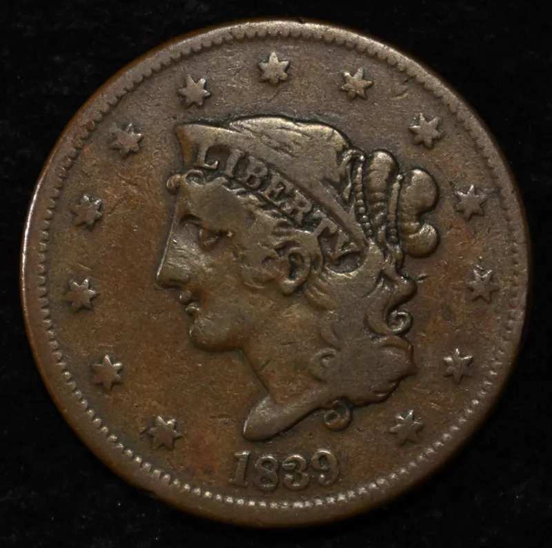 1839 BOOBY HEAD LARGE CENT FINE from auction in Findlay, Ohio — image 31