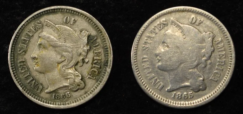 1865 & 1866 3-CENT NICKELS from auction in Findlay, Ohio — image 40