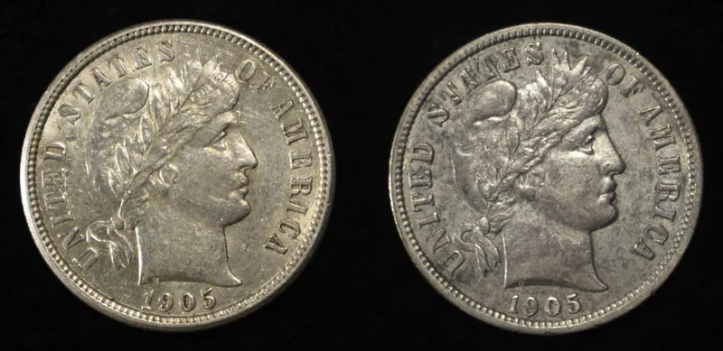 (2) 1905 BARBER DIMES XF/AU from auction in Findlay, Ohio — image 45