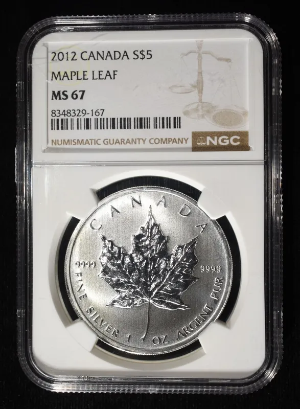 2012 $5 CANADA SILVER MAPLE LEAF NGC MS67 from auction in Findlay, Ohio — image 22