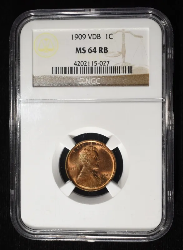 1909 VDB LINCOLN CENT NGC MS-64 RB from auction in Findlay, Ohio — image 2