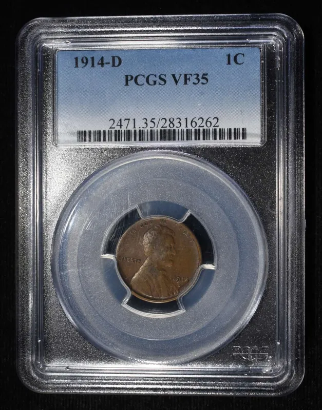 1914-D LINCOLN CENT PCGS VF-35 from auction in Findlay, Ohio — image 3