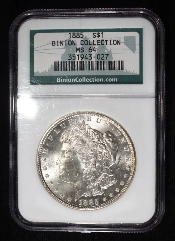 1885 MORGAN DOLLAR NGC MS-64 BINION COLLECTION from auction in Findlay, Ohio — image 14
