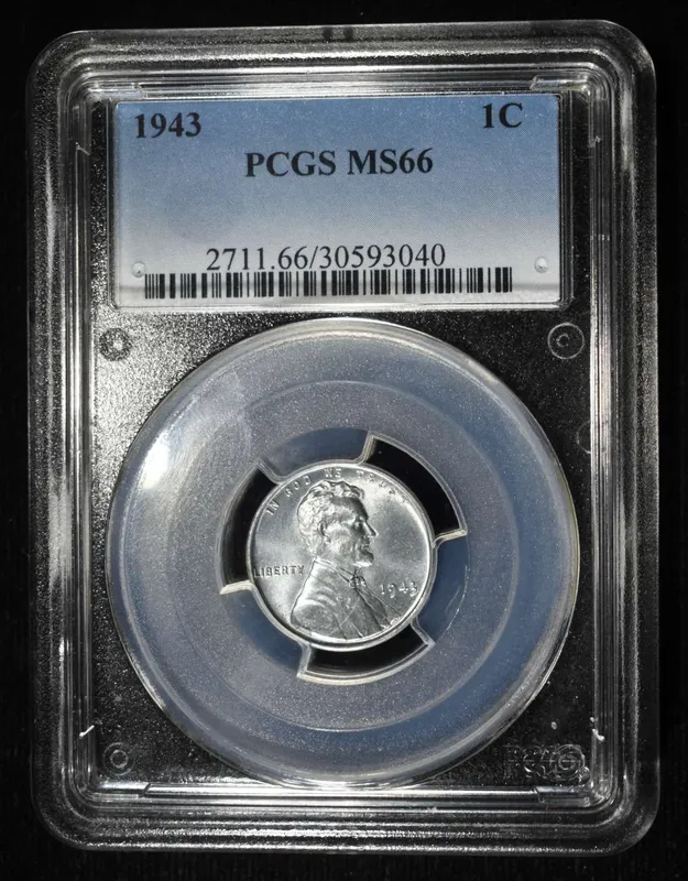1943 LINCOLN STEEL CENT PCGS MS-66 from auction in Findlay, Ohio — image 4