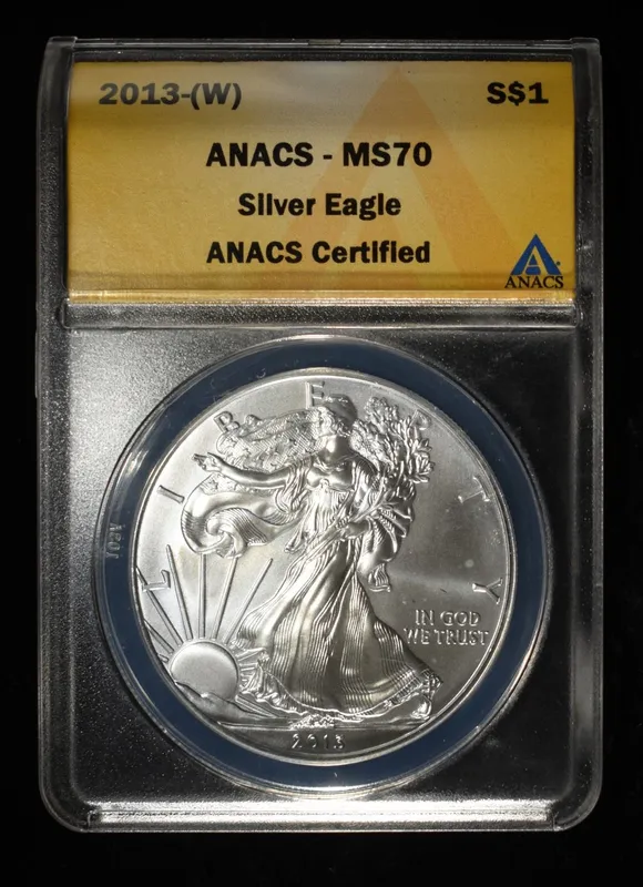2013 (W)  AMERICAN SILVER EAGLE ANACS MS70 from auction in Findlay, Ohio — image 19