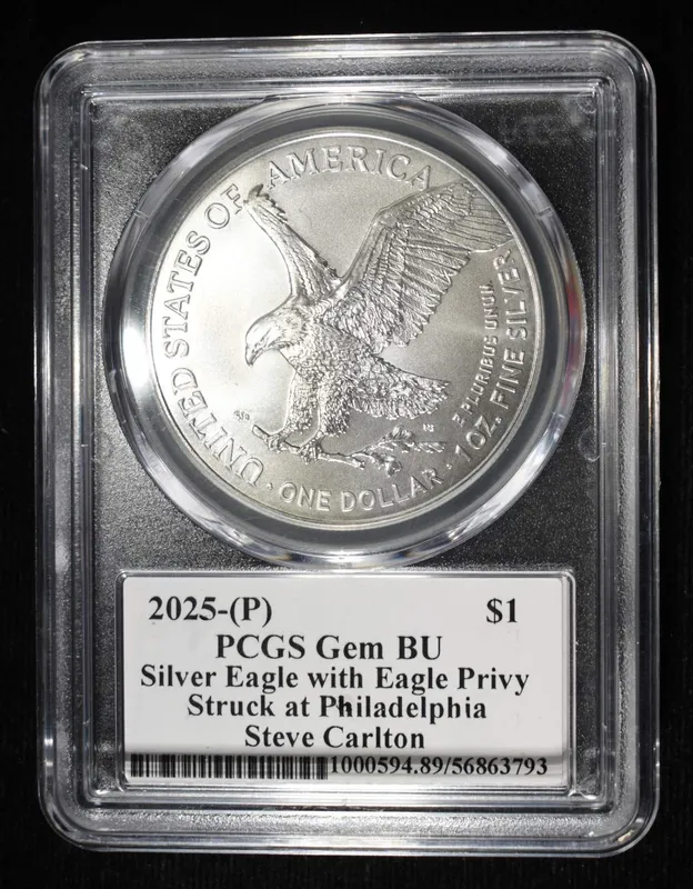 2025(P) AMERICAN SILVER EAGLE PCGS GEM BU from auction in Findlay, Ohio — image 23