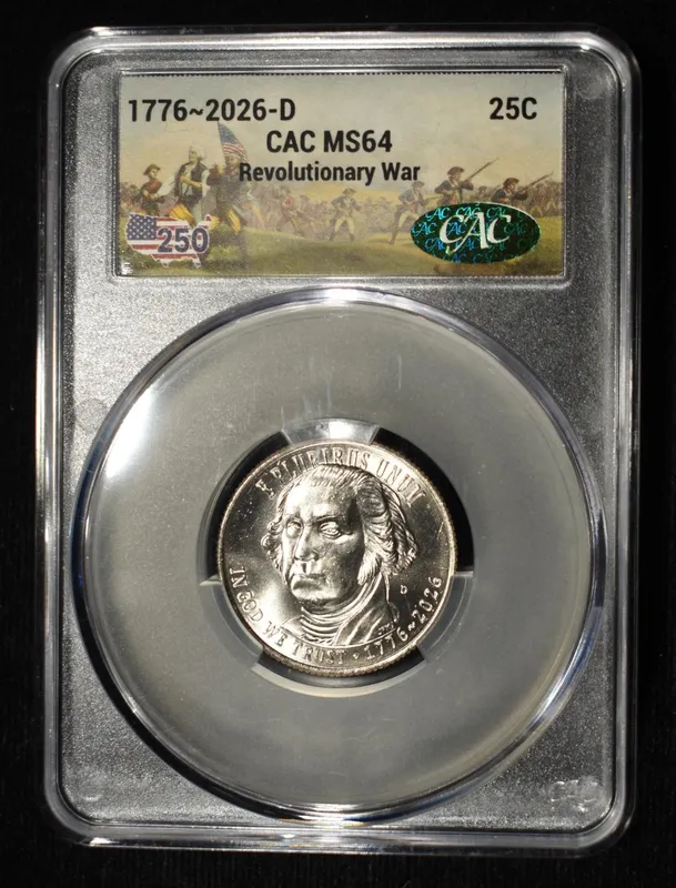 1776-2026-D REVOLUTIONARY WAR QUARTER CAC MS-64 from auction in Findlay, Ohio — image 46