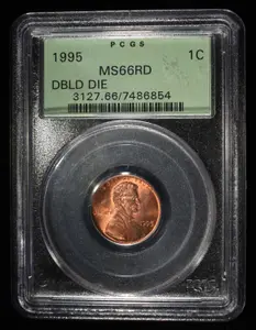 1995 Lincoln Cent Double Die Pcgs ms-66 Rd