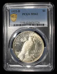 1922-D PEACE DOLLAR PCGS MS-62, LOOKS PL