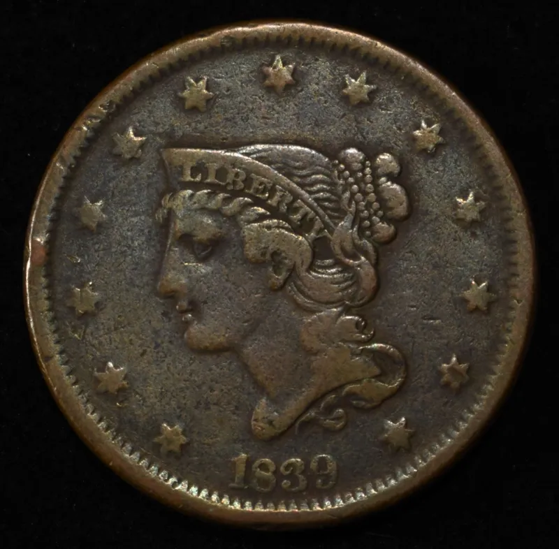 1839 LARGE CENT BOOBY HEAD VF from auction in Findlay, Ohio — image 29