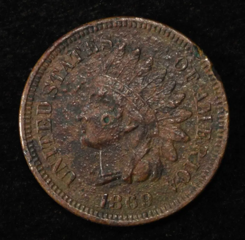 1869 INDIAN HEAD CENT FINE, DARK from auction in Findlay, Ohio — image 37