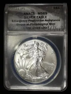 2021 (P) AMERICAN SILVER EAGLE ANACS MS69