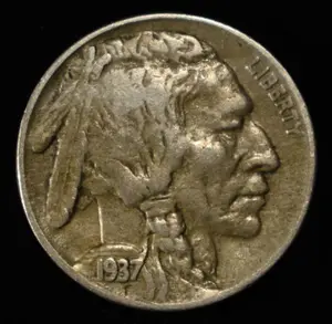 1937-D 3 LEG BUFFALO NICKEL XF/AU