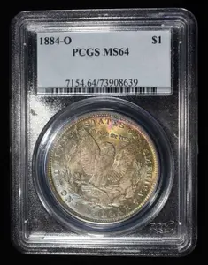 1884-o Morgan Dollar Pcgs ms-64 Color!