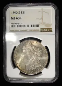 1890-S MORGAN DOLLAR NGC MS-63+