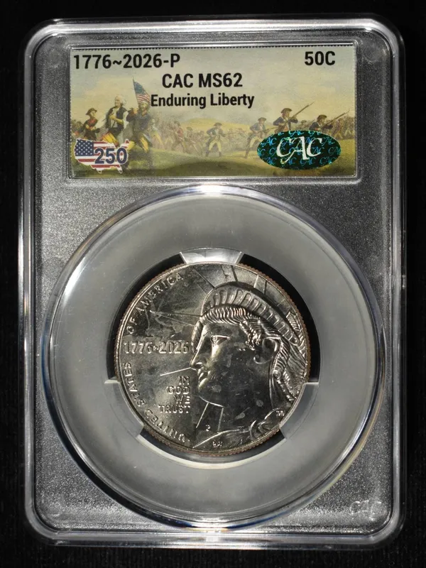 1776-2026-P 50C ENDURING LIBERTY CAC MS62 from auction in Findlay, Ohio — image 5
