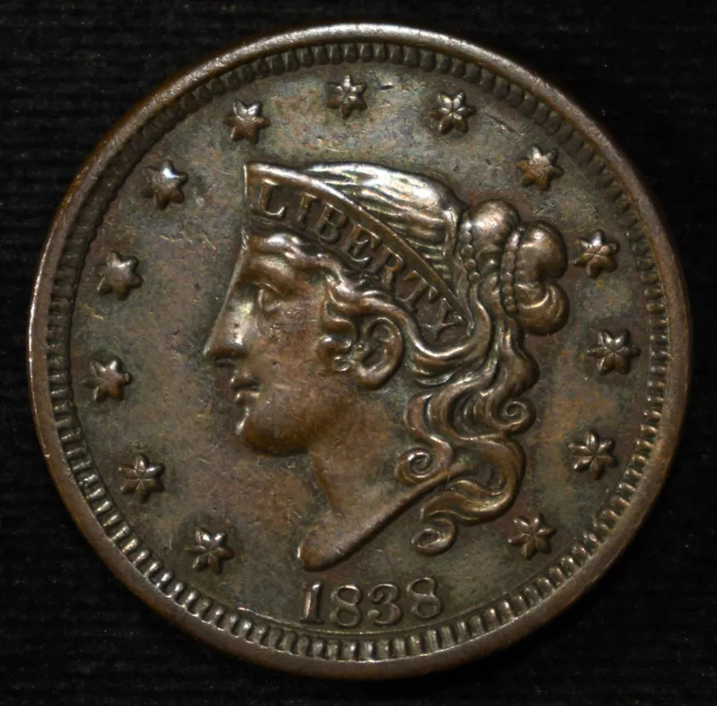 1838 LARGE CENT XF SCRATCHES REV. from auction in Findlay, Ohio — image 32