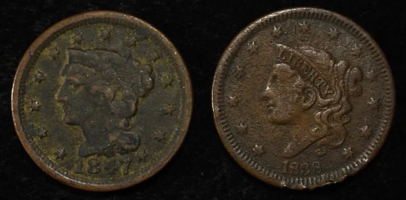 1847 & 1838 BRAIDED HAIR LARGE CENTS from auction in Findlay, Ohio — image 33