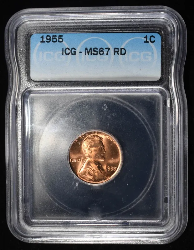 1955 WHEAT CENT ICG MS67RD from auction in Findlay, Ohio — image 42