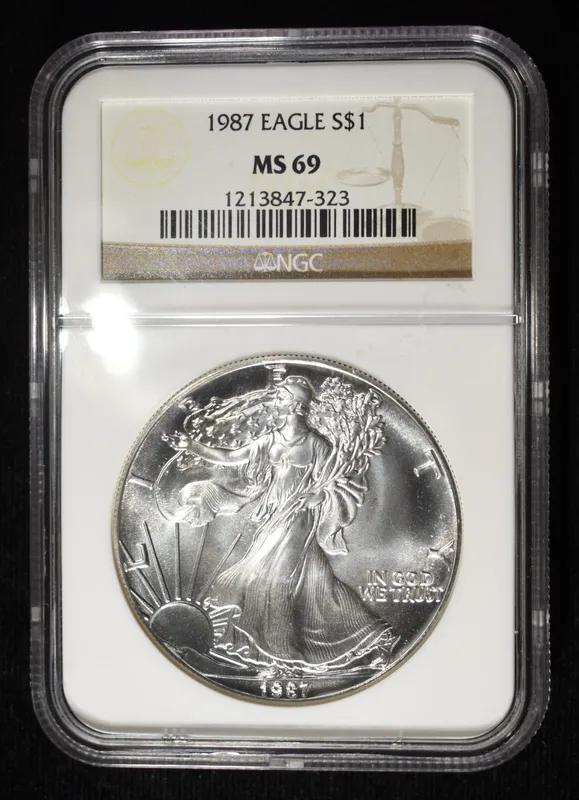1987 AMERICAN SILVER EAGLE NGC MS69 from auction in Findlay, Ohio — image 17