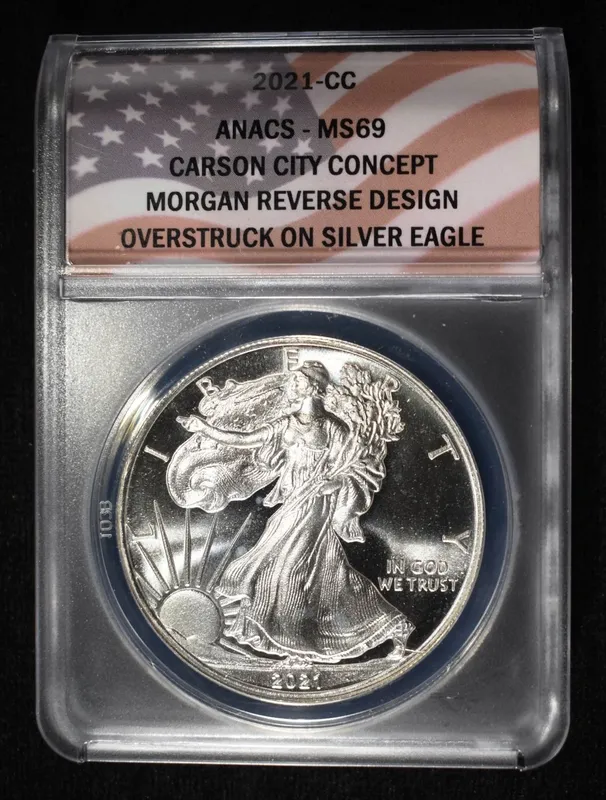 2021-CC CONCEPT DOLLAR 1 OZ .999 ANACS MS69 from auction in Findlay, Ohio — image 19