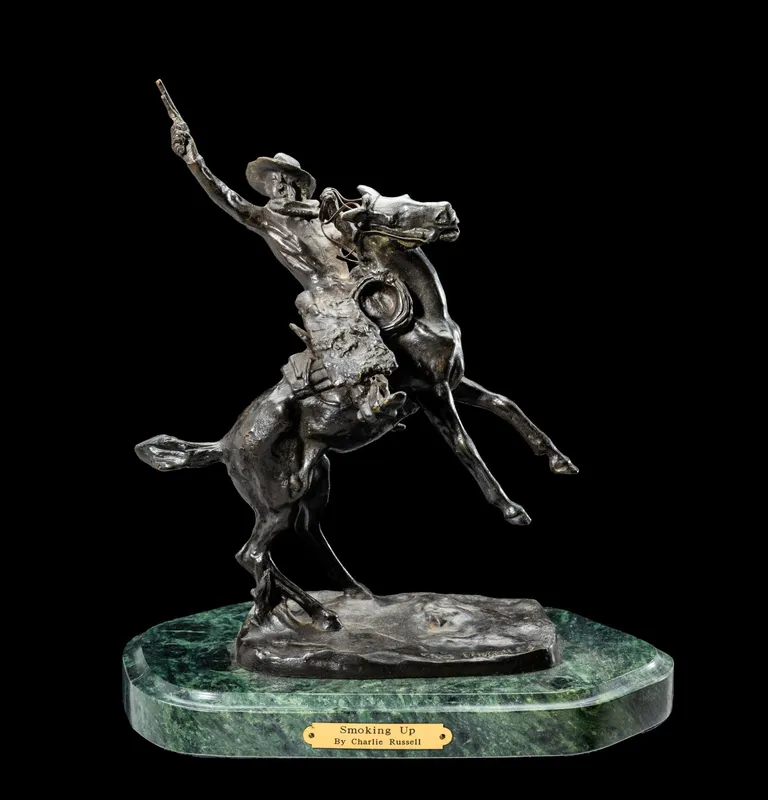 After Charles Marion Russell "Smoking Up" Bronze Sculpture from auction in Harrisburg, Pennsylvania — image 9