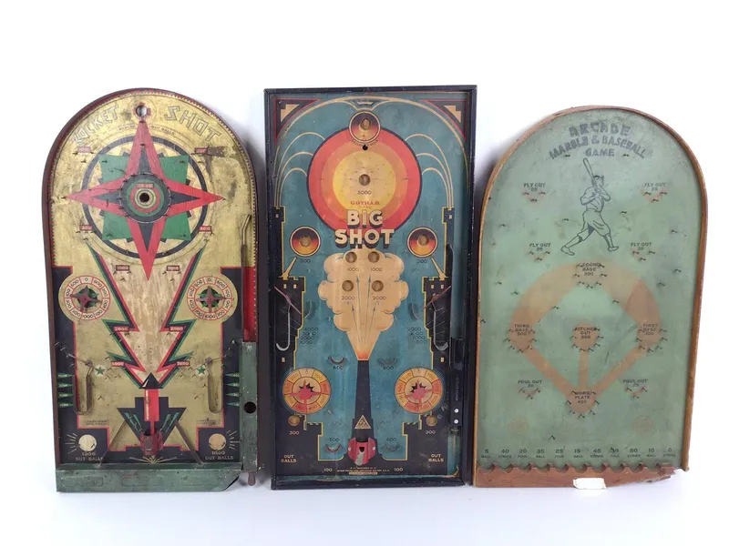 3 Antique Tabletop Pinball Games Incl. Rocket Shot & Gotham from auction in Harrisburg, Pennsylvania — image 39