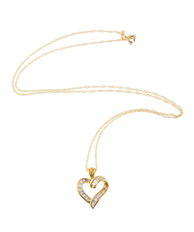 14K Gold and Diamond Heart Pendant Necklace from auction in Harrisburg, Pennsylvania — image 27