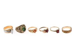 Six 10K Gold Rings Incl. Class Ring
