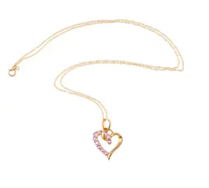 14K Gold and Pink Sapphire Heart Pendant Necklace