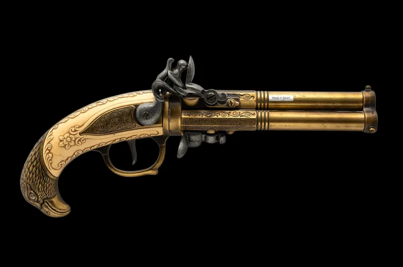 18th Century French 3 Barrel Flintlock Pistol Non-Firing Replica from auction in Harrisburg, Pennsylvania — image 14
